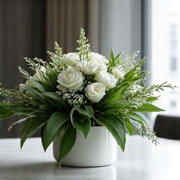 Allestimento floreale minimalista ed elegante in un ufficio moderno e lussuoso